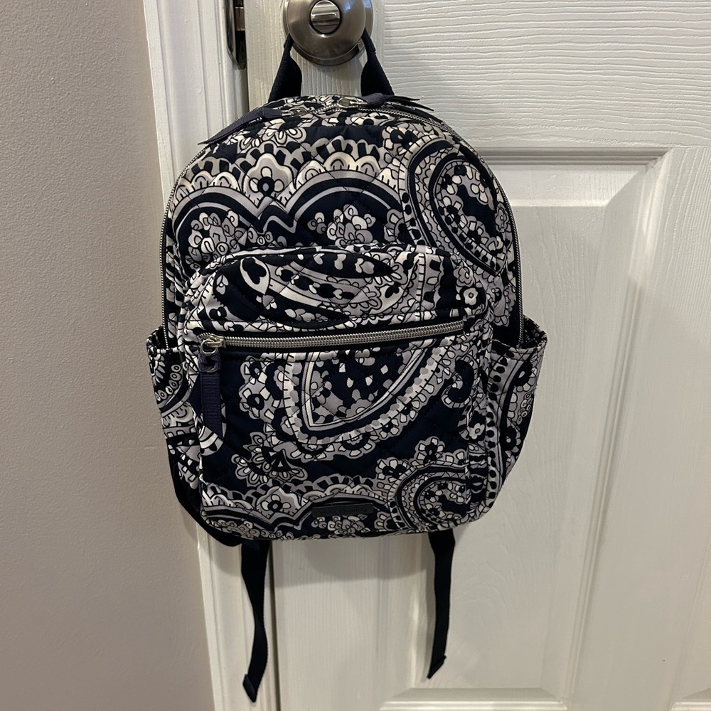 Vera Bradley Navy and White Paisley Mini Backpack